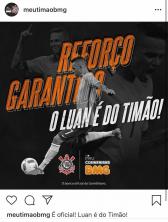 Corinthians anuncia a contratao de Luan, do Grmio: 