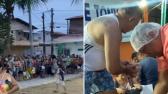Doa��o de ossada provoca fila em Fortaleza; assista
