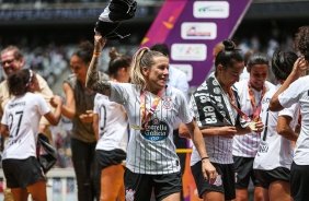 Jogadora Cacau durante comemoraes do ttulo do Campeonato Paulista, pelo Corinthians Feminino